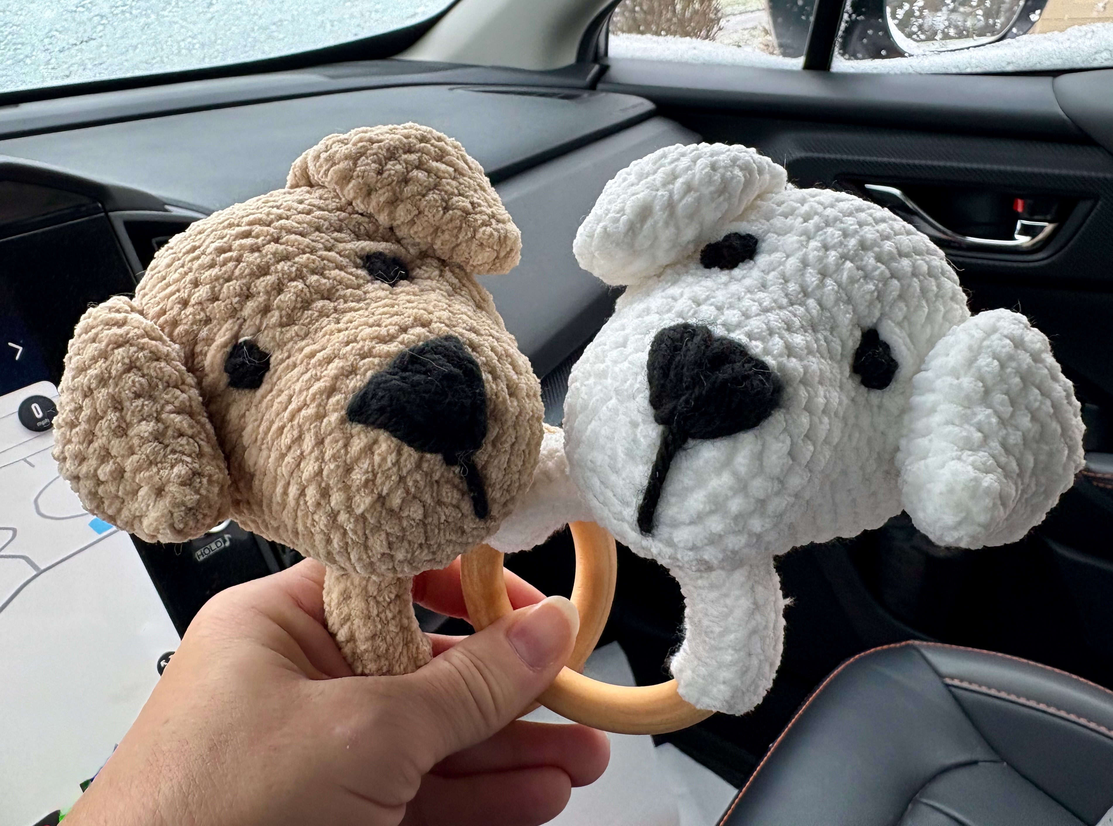 Crochet puppy teething rattles